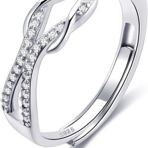 To My Mom Sterling Silver Ring, Love Knot Silver Ring for Women Forever Linked Y